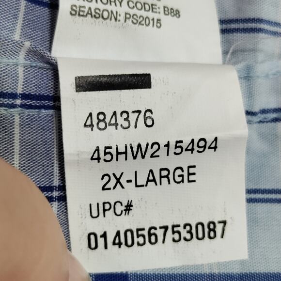 IZOD Light Weight Poplin Mens Shirt Size 2XL Blue Plaid Cotton Casual Preppy NWT - Picture 15 of 16
